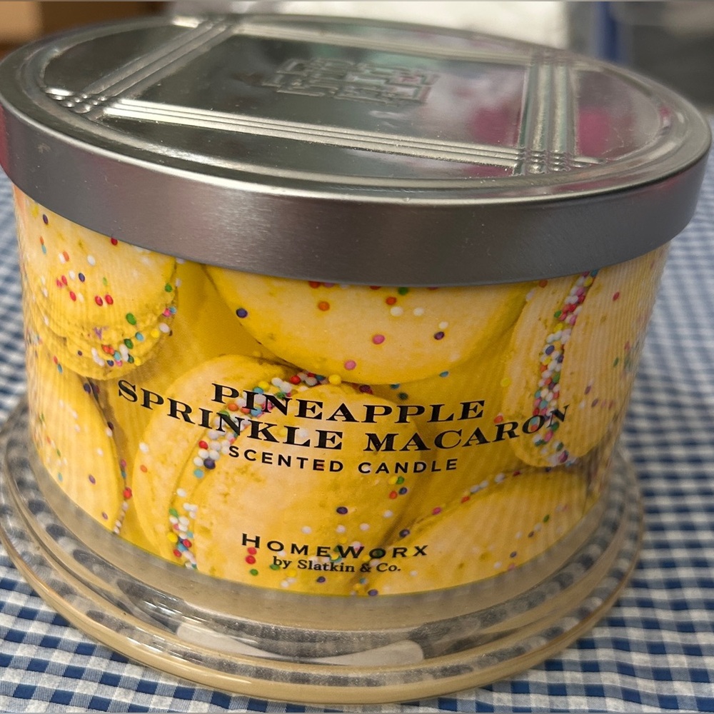 Pineapple Sprinkle Macaron Scented Candle Homeworx by SLATKIN 4 Wick